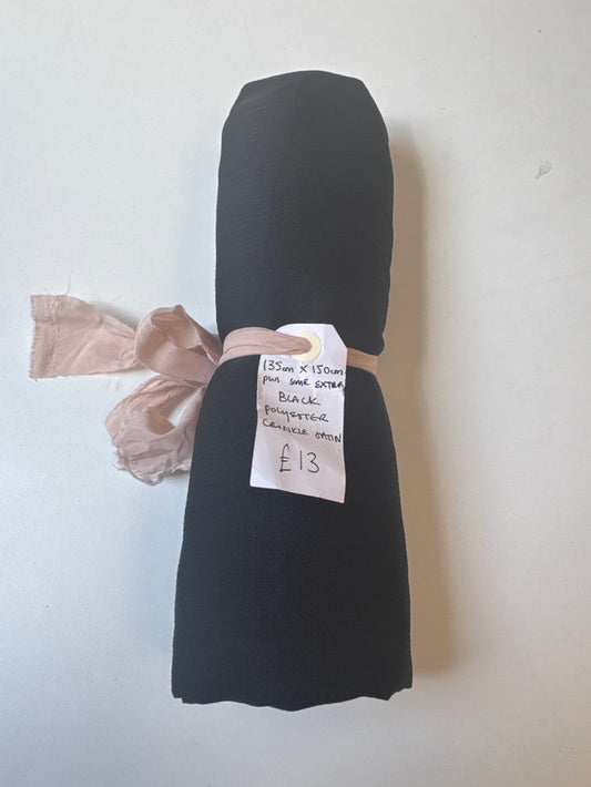 Black Poly Crinkle Satin Remnant