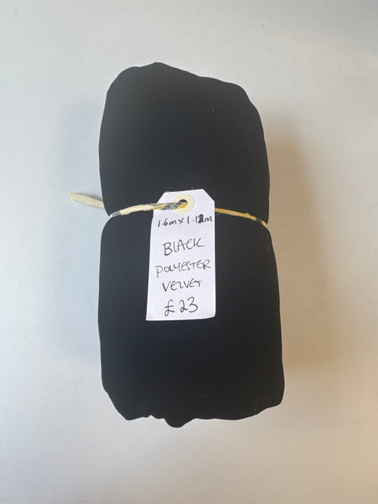Black Polyester Velvet Remnant