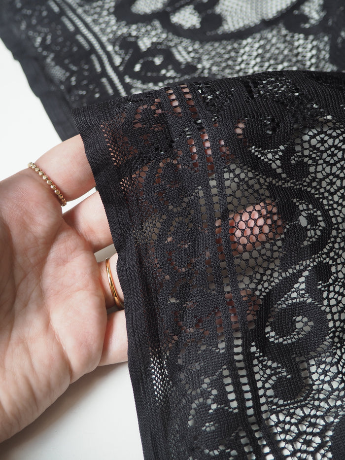 Black Scroll Motif Lace