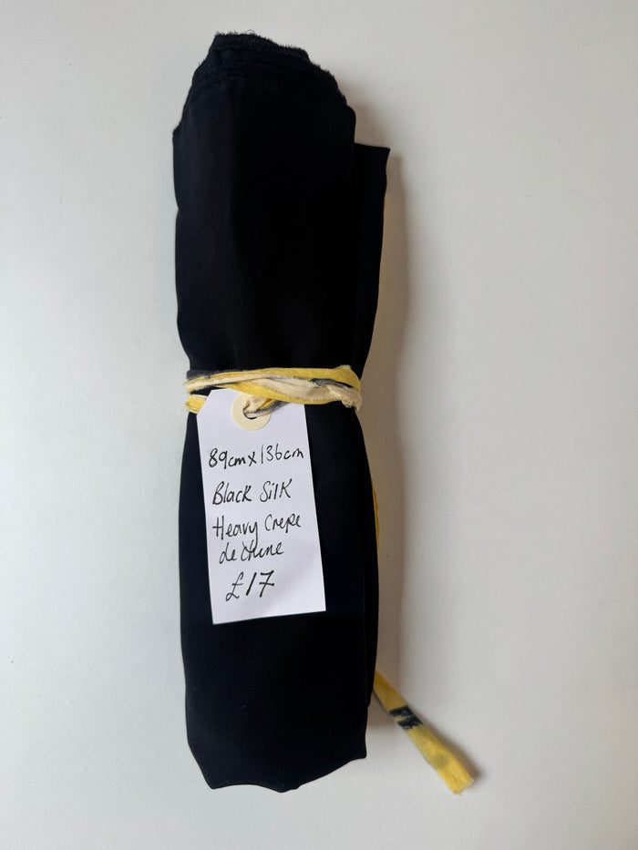 Black Silk Heavy Crepe De Chine Remnant