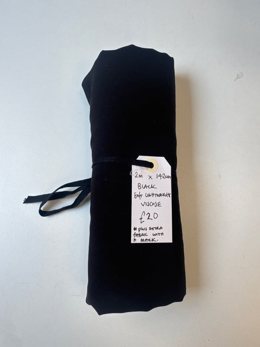 Black Soft Lightweight Viscose Remnant