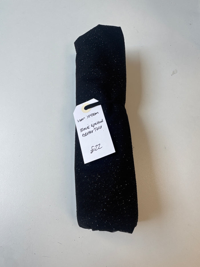 Black Spotted Glitter Tulle Remnant