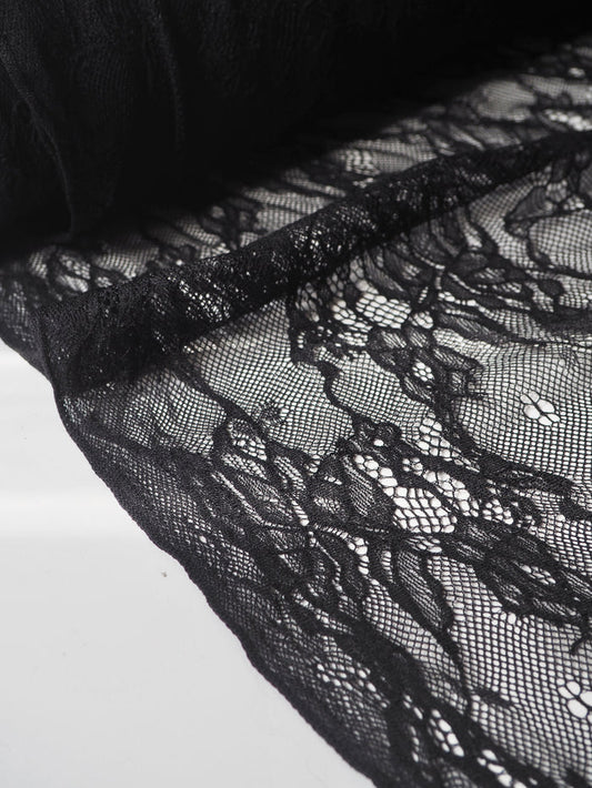 Black Stretch Corded Chantilly Lace