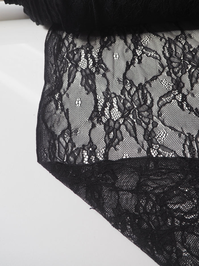 Black Stretch Corded Chantilly Lace