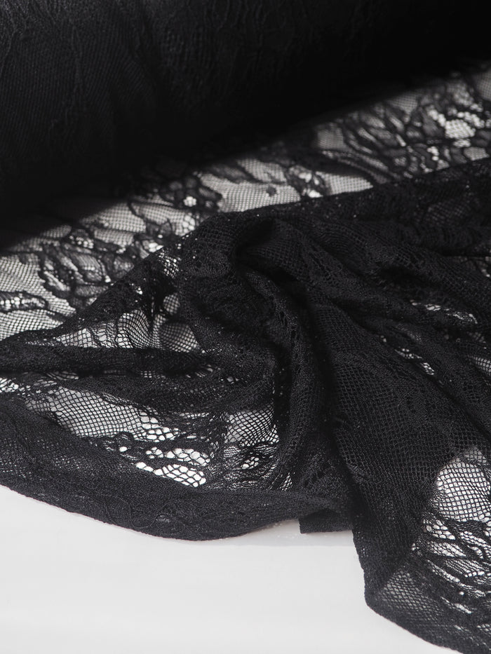 Black Stretch Corded Chantilly Lace