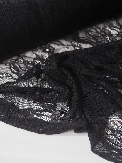 Black Stretch Corded Chantilly Lace