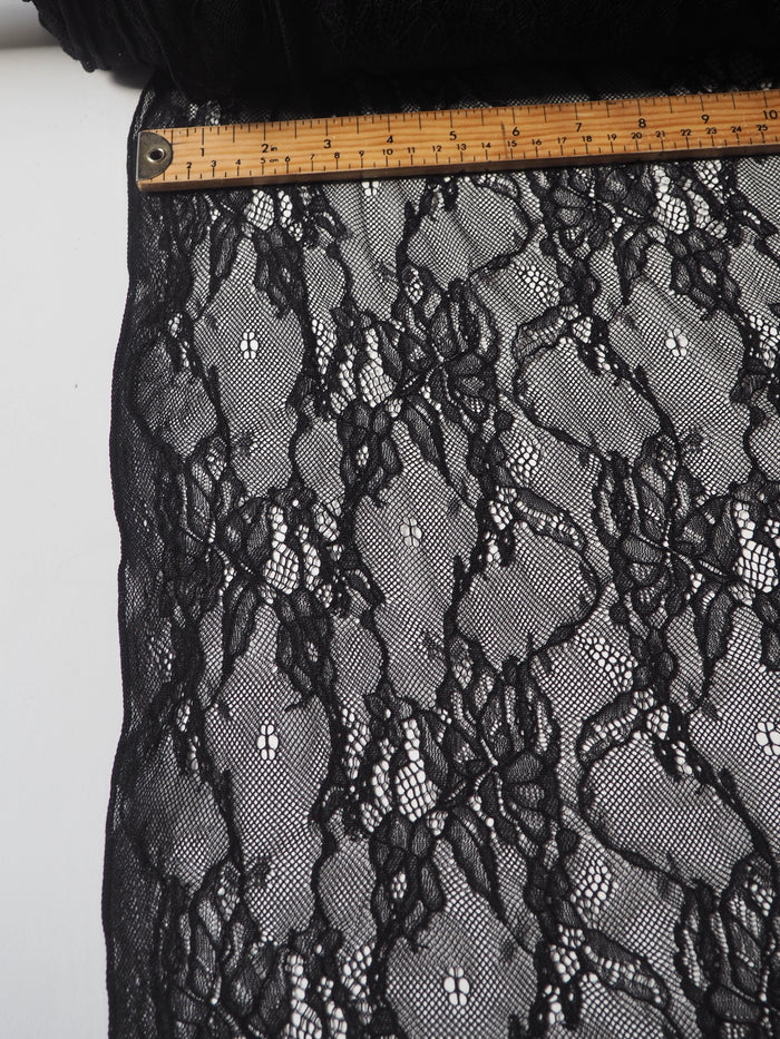 Black Stretch Corded Chantilly Lace