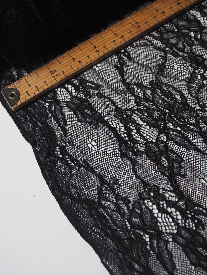 Black Stretch Corded Chantilly Lace