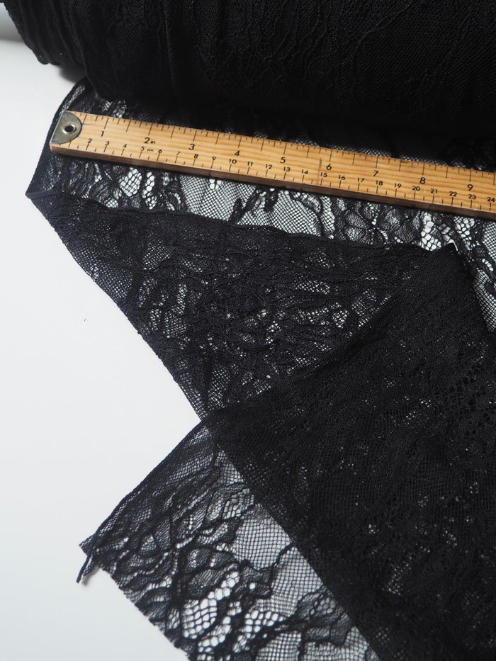 Black Stretch Corded Chantilly Lace