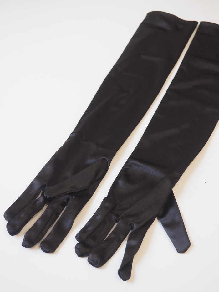 Black Stretch Satin Gloves