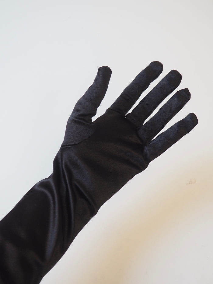 Black Stretch Satin Gloves