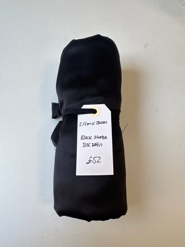 Black Stretch Silk Satin Remnant