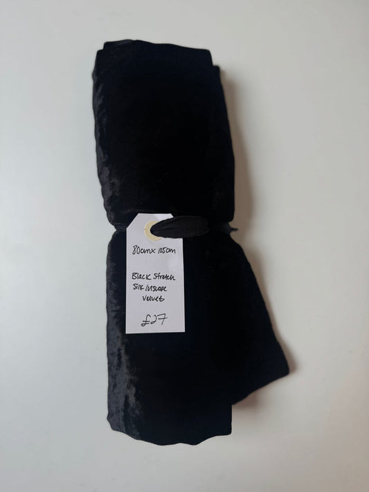Black Stretch Silk/Viscose Velvet Remnant