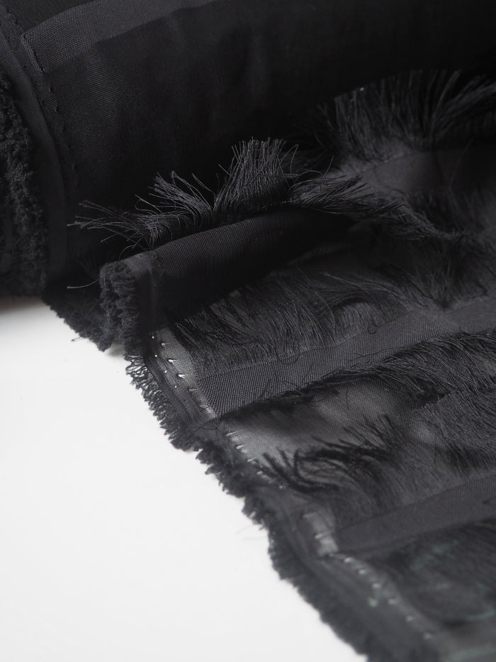 Black Stripe Fringe Chiffon