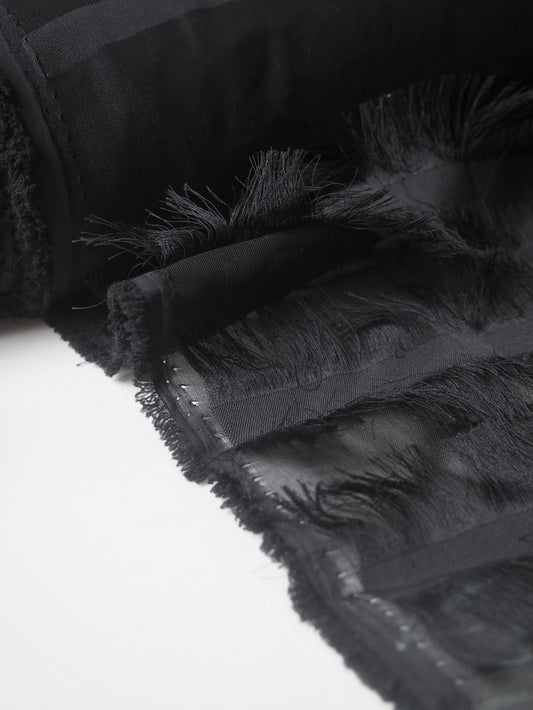 Black Stripe Fringe Chiffon