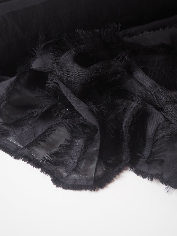 Black Stripe Fringe Chiffon