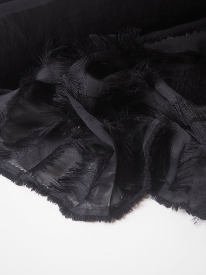 Black Stripe Fringe Chiffon