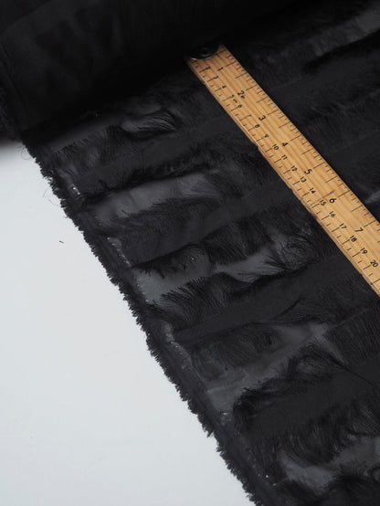 Black Stripe Fringe Chiffon