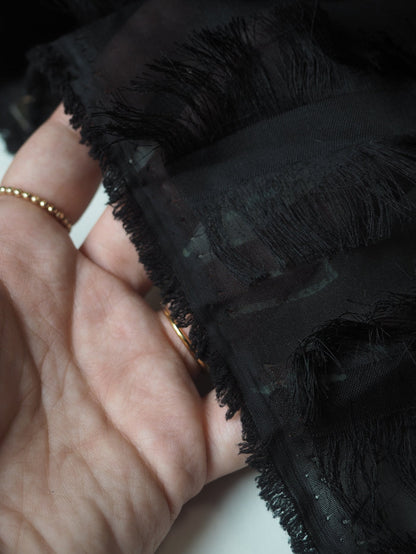 Black Stripe Fringe Chiffon
