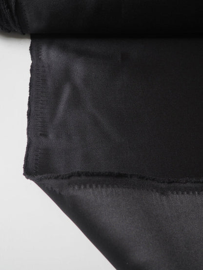 Black Structured Satin Polyester Twill