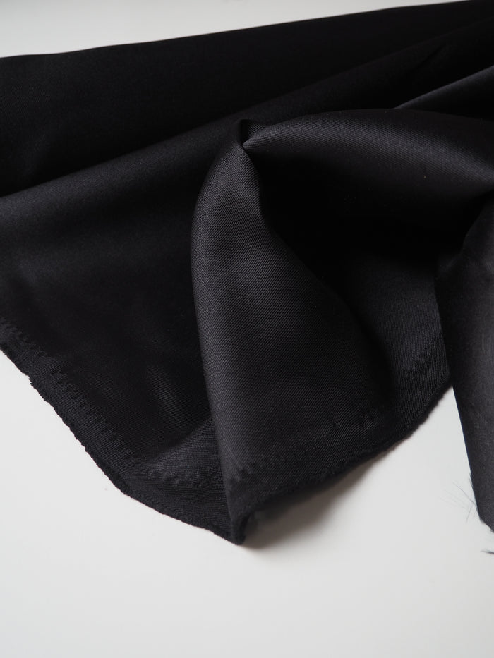 Black Structured Satin Polyester Twill