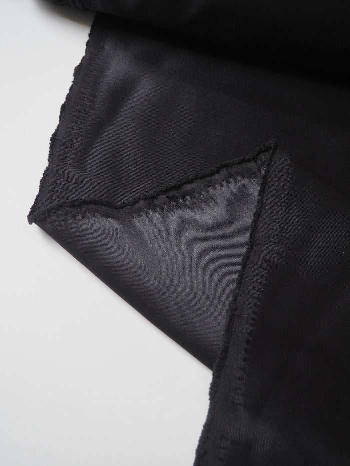 Black Structured Satin Polyester Twill