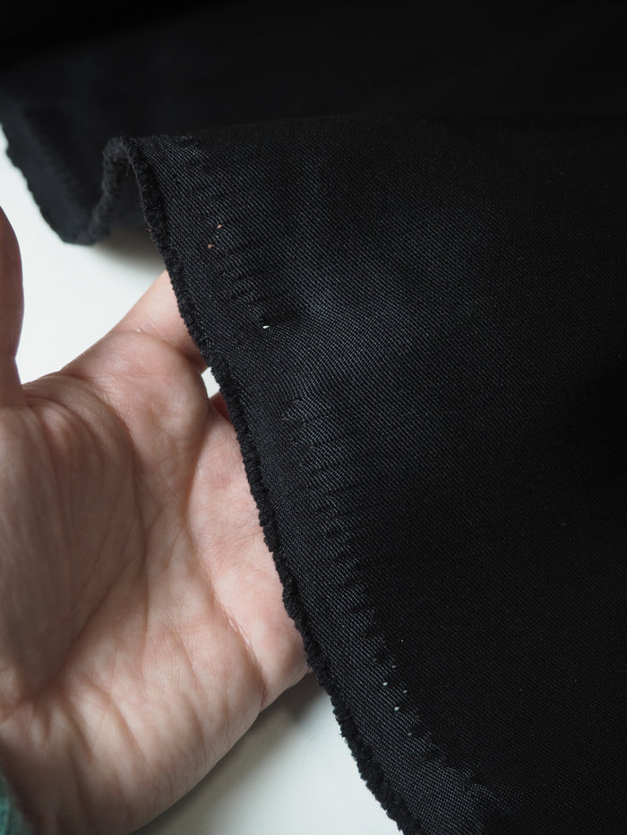 Black Structured Satin Polyester Twill
