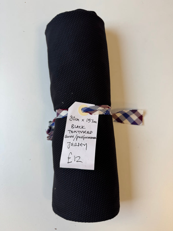 Black Textured Swim/Performance Jersey Remnant