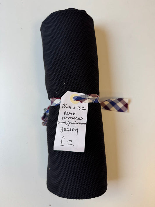 Black Textured Swim/Performance Jersey Remnant