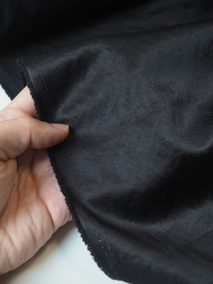 Black Tumbled Satin