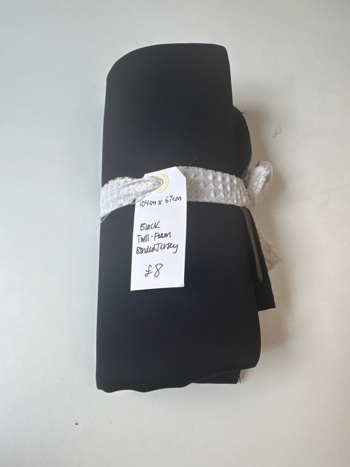 Black Twill-Foam Bonded Jersey Remannt