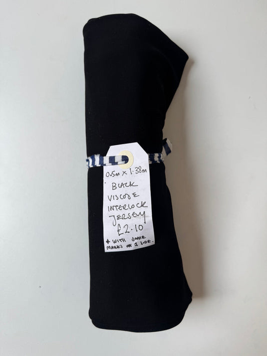 Black Viscose Interlock Jersey Remnant
