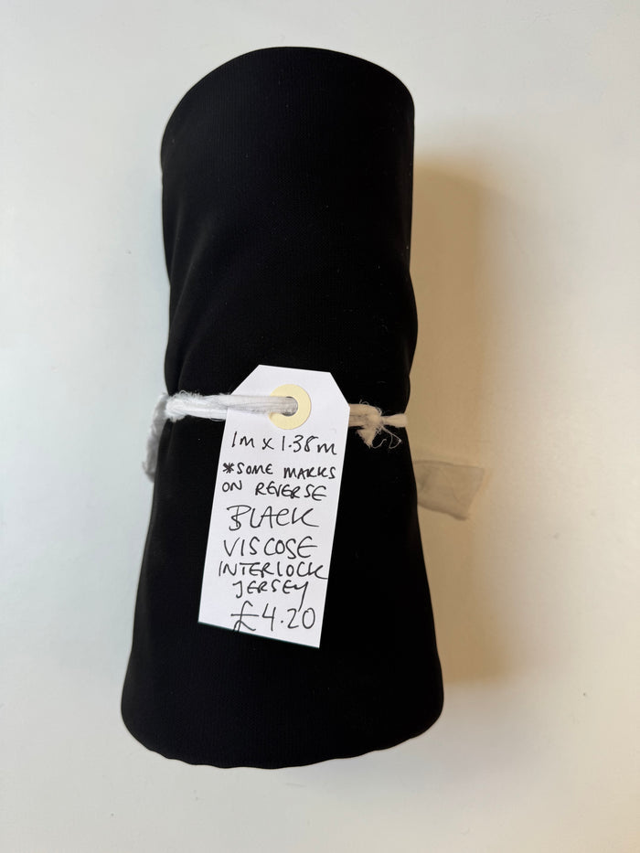 Black Viscose Interlock Jersey Remnant
