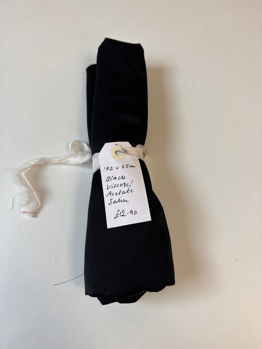 Black Viscose/Acetate Satin Remnant