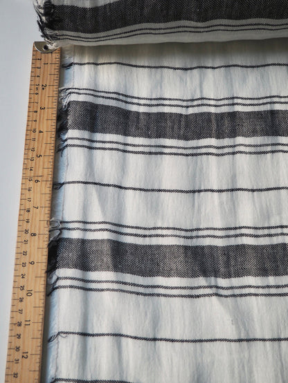 Black + White Herringbone Stripe Linen