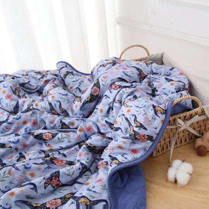 Blooming Whales Mini Quilted Blanket