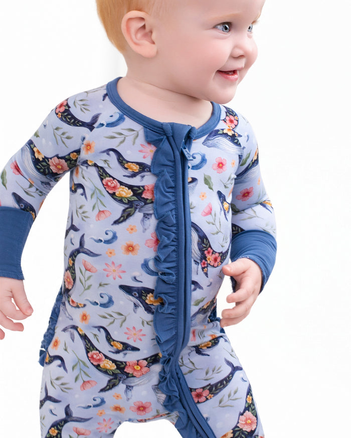Blooming Whales Ruffle Romper