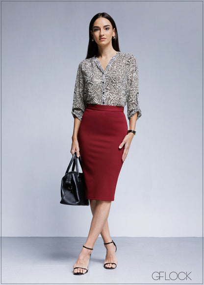 Blouse With Notch Neck Detail - 100425