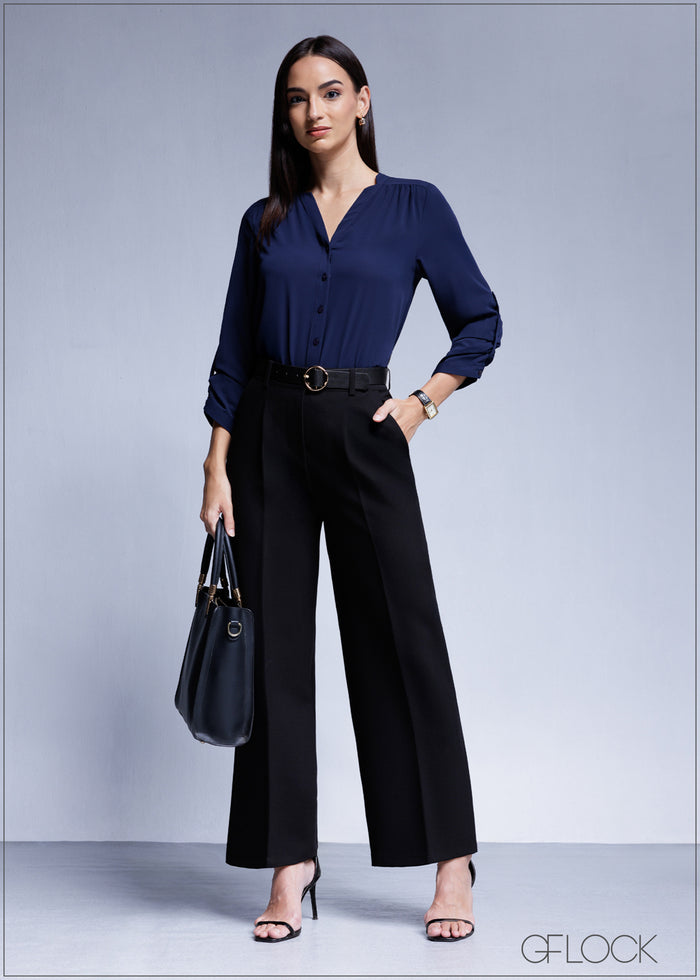 Blouse With Notch Neck Detail - 100425