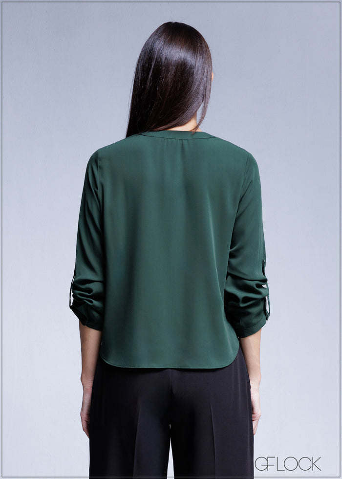 Blouse With Notch Neck Detail - 100425