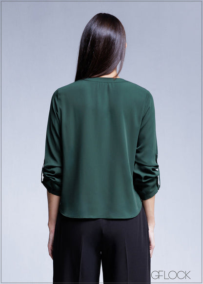Blouse With Notch Neck Detail - 100425