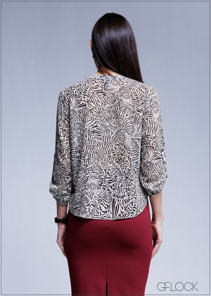 Blouse With Notch Neck Detail - 100425