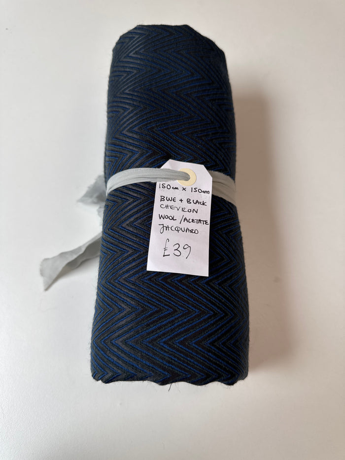 Blue + Black Chevron Wool/Acetate Remnant