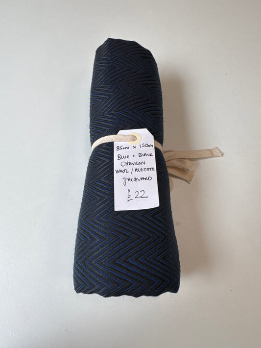 Blue + Black Chevron Wool/Acetate Remnant