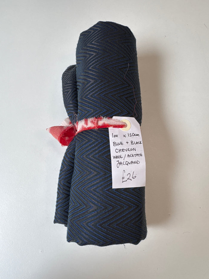 Blue + Black Chevron Wool/Acetate Remnant