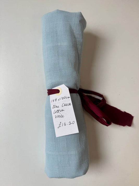 Blue Check Cotton Voile Remnant