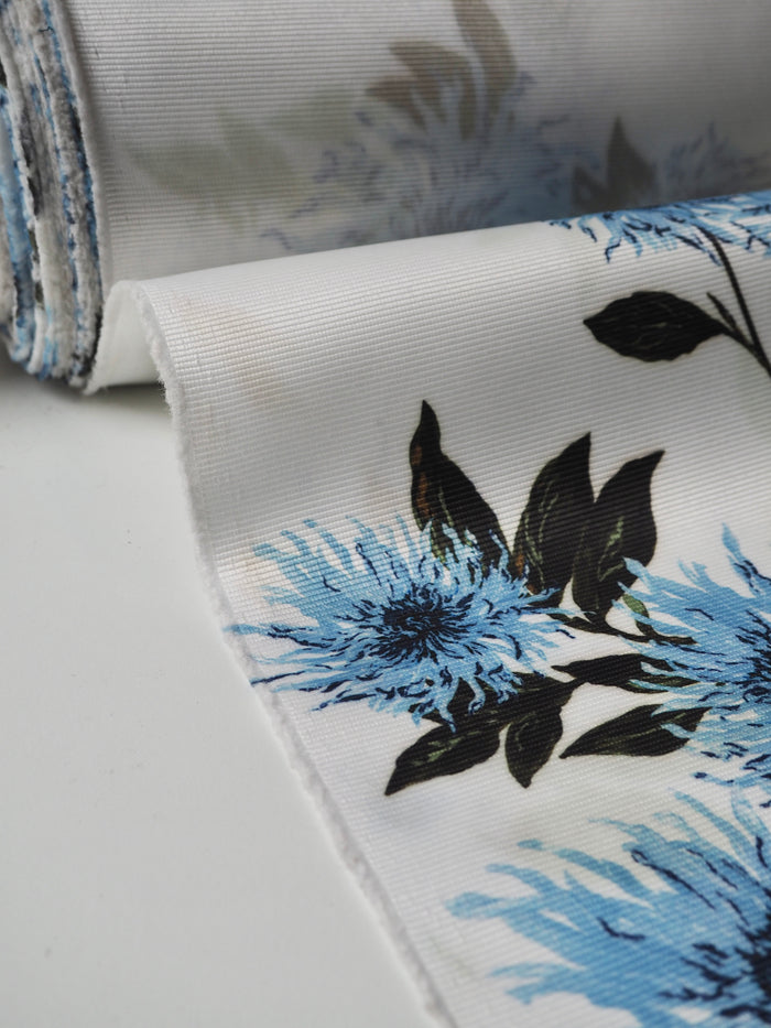 Blue Floral Satin Faille