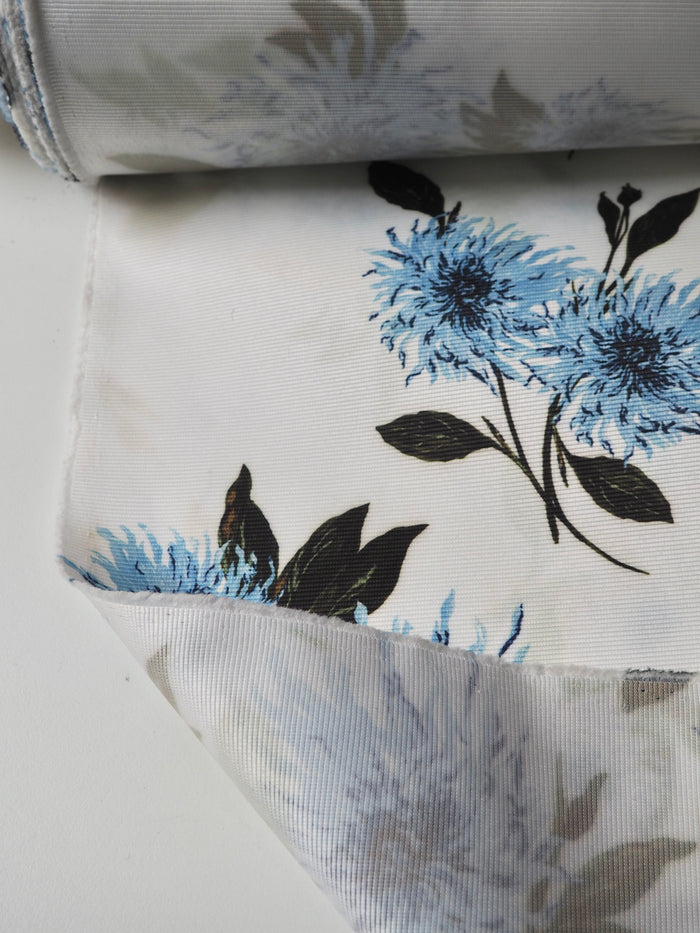 Blue Floral Satin Faille