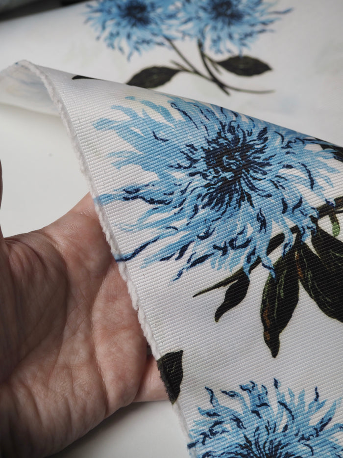 Blue Floral Satin Faille