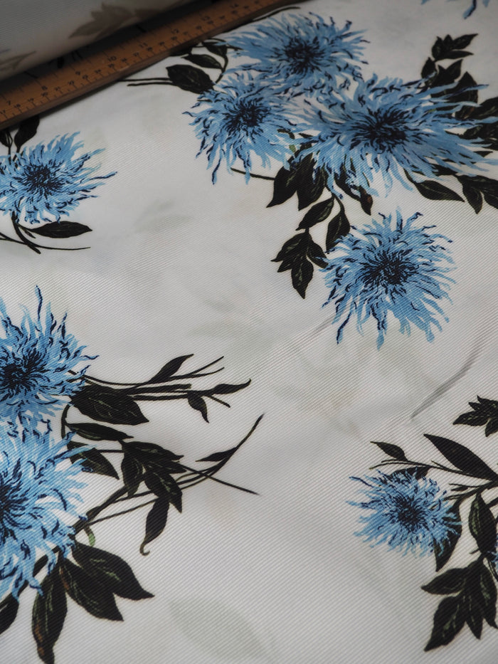 Blue Floral Satin Faille